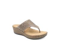 Pavers Women's Laser Cut Breathable Toe Post Sandals in Beige | Size: 5 Pavers Beige 5