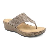 Pavers Women's Laser Cut Breathable Toe Post Sandals in Beige | Size: 6 Pavers Beige 6