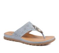 Pavers Womens Laser Cut Toe Post Sandals Light Blue Size 7