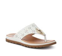 Pavers Womens Laser Cut Toe Post Sandals White Size 7