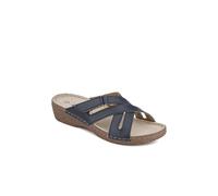 Pavers Women's Leather Adjustable Mules in Navy | Size: 4