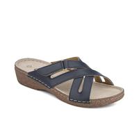 Pavers Womens Leather Adjustable Mules Navy Size 6