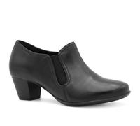 Pavers Womens Wide Fit Leather Block Heel Slip On Shoe Boots Black Size 6