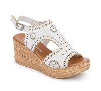 Pavers Womens Leather Buckle-Fastening Wedge Sandals White Size 5