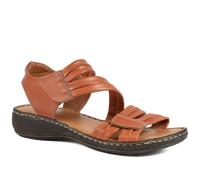 Pavers Womens Leather Comfort Sandals with Touch Fastening Tan Size 6