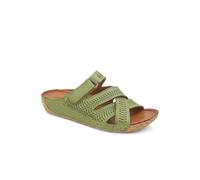 Pavers Women's Leather Cut-Out Adjustable Strap Sandals in Green | Size: 5 Pavers Green 5