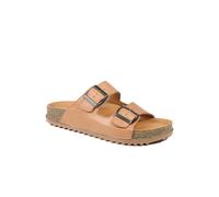 Pavers Leather Dual Buckle Fastening Sandals - Tan Leather Size 8
