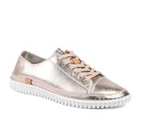 Leather Flexible Lightweight Lace Up Trainers - Champagne Size 5
