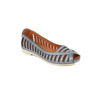 Pavers Women's Leather Open-Toe Ballet Flats in Blue | Size: 4 Pavers Blue 4