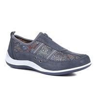 Pavers Women's Leather Shoes in Blue - Cushioned Footbed and Arch Support - Shoes with Zip Fastening - Ladies Sporty Footwear - Size UK 5 / EU 38