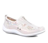 Pavers Women's Leather Shoes in Floral - Cushioned Footbed and Arch Support - Shoes with Zip Fastening - Ladies Sporty Footwear - Size UK 4 / EU 37