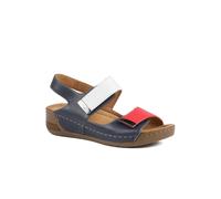 Pavers Women's Leather Touch Fasten Wedge Sandals in Navy | Size: 6 Pavers Navy 6