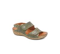Pavers Leather Triple Adjustable Strap Sandals - Khaki Size 5