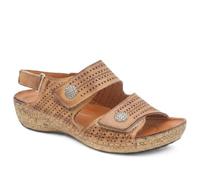 Pavers Leather Triple Adjustable Strap Sandals - Tan Size 5
