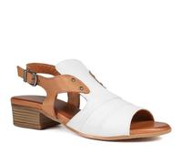 Pavers Women's Leather Two Tone Block Heel Sandals in White | Size: 6 Pavers White 6