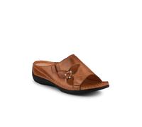 Pavers Leather Wedge-Heeled Mules - Tan Size 5