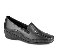 Pavers Leather Wedge Loafers - Black Size 6
