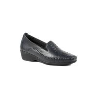 Pavers Leather Wedge Loafers - Navy Size 7