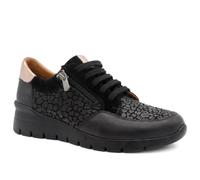 Pavers Womens Leather Zip & Lace Chunky Trainers Black Size 8