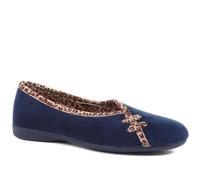 Pavers Womens Leopard Print Slippers Navy Size 7