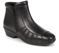 Pavers Women's Lightweight Ankle Boots in Black Leather - Wide Fit Shoes with Inside Zip - Comfortable Ladies Casual Footwear - Size UK 6 / EU 39