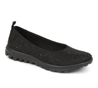 Pavers Women's Lightweight Slip On Pumps in Black - Shoes with Sparkle Detail and Wide D/E Fit - Ladies Casual Summer Footwear - Size UK 4 / EU 37