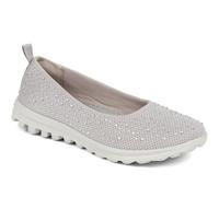 Pavers Women's Lightweight Slip On Pumps in Light Grey - Shoes with Sparkle Detail & Wide D/E Fit - Ladies Casual Summer Footwear - Size UK 6 / EU 39
