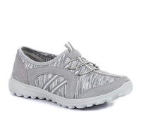Pavers Womens Lightweight Slip-On Trainers in Grey - Comfortable Shoes to Walk in - Memory Foam Insole & Breathable Knit Upper - UK Size 6