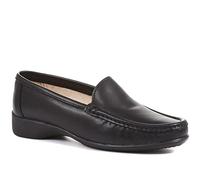 Pavers Women's Loafers in Black with Wide Fit and Classic Style - Ladies Leather Elegant Footwear - Comfort Shoes for Casual Wear - Size UK 4 / EU 37