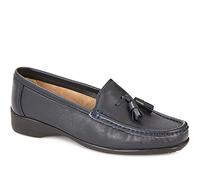 Pavers Women's Loafers in Navy with Tassel and Contrast Stitch Detail - Wide Fit Elegant Leather Shoes - Ladies Smart Footwear - Size UK 4 / EU 37