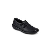 Pavers Women's Loretta Wide Fit Leather Handmade Slip-Ons Flat in Black | Size: 3