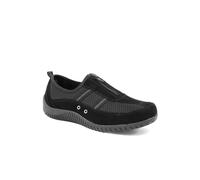 Memory Foam Leather Slip On Trainers - Black Size 6