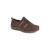 Pavers Women's Memory Foam Leather Slip On Trainers Flat in Brown | Size: 9