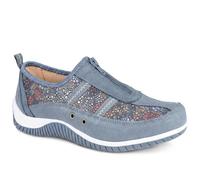 Memory Foam Leather Slip On Trainers - Blue Size 7