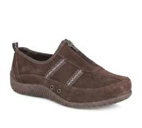 Memory Foam Leather Slip On Trainers - Chocolate Size 3