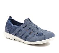 Pavers Women's Mesh Zip Trainers in Denim - Wide Fit Slip On Shoes with Stretchy Strap - Breathable Ladies Casual Sports Footwear - Size UK 8 / EU 41