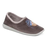 Pavers Women's Novelty Slippers in Grey with Owl Adorned Design - Wide Fit Lounge Home Shoes - Comfortable Ladies Indoor Footwear - Size UK 7 / EU 40