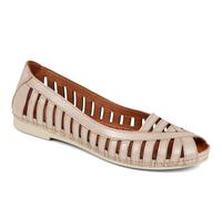 Pavers Women's Open Toe Ballet Flats in Soft Gold Leather - Wide Fit Shoes with Cut Out Details - Comfort Ladies Pump Footwear - Size UK 6 / EU 39