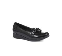 Pavers Ladies Metallic Horse-bit Tassel Loafers in Black Patent - Classic Inspired Slip-On Design - Perfect for Daily Elegance - Size UK 8 / EU 41