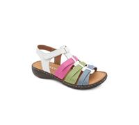 Pavers Womens Premium Leather Adjustable Fasten Sandals White Multi Size 8