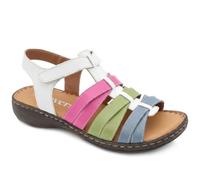 Pavers Womens Premium Leather Adjustable Fasten Sandals White Multi Size 8