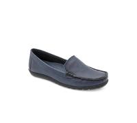 Pavers Women's Premium Leather Moccasins Flat in Navy | Size: 6