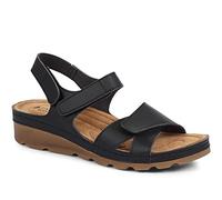 Pavers Women's Sandals in Black with Adjustable Soft Straps - Memory Foam Suede Footbed - Comfortable Fit Lightweight Footwear - Size UK 6 / EU 39