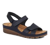 Pavers Women's Sandals in Navy with Adjustable Soft Straps - Memory Foam Suede Footbed - Comfortable Fit Lightweight Footwear - Size UK 4 / EU 37