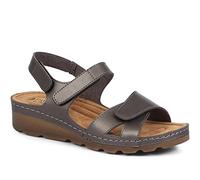 Pavers Women's Sandals in Pewter with Adjustable Soft Straps - Memory Foam Suede Footbed - Comfortable Fit Lightweight Footwear - Size UK 8 / EU 41
