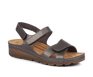 Pavers Women's Sandals in Pewter with Adjustable Soft Straps - Memory Foam Suede Footbed - Comfortable Fit Lightweight Footwear - Size UK 7 / EU 40