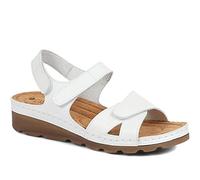 Pavers Women's Sandals in White with Adjustable Soft Straps - Memory Foam Suede Footbed - Comfortable Fit Lightweight Footwear - Size UK 4 / EU 37
