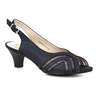 Pavers Womens Slingback Heels in Navy - Embellished Diamante Detail - Wider Fit D/E - Easy Buckle Fastening - Ideal for Formal - Size UK 6 / EU 39