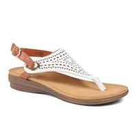 Pavers Womens Slingback Toe Post Sandals White-Tan Size 8