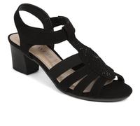 Pavers Women's Slip On Block Heeled Sandals in Black - Embellished Smart Casual Open Toe Shoes - Stylish Ladies Summer Footwear - Size UK 5 / EU 38